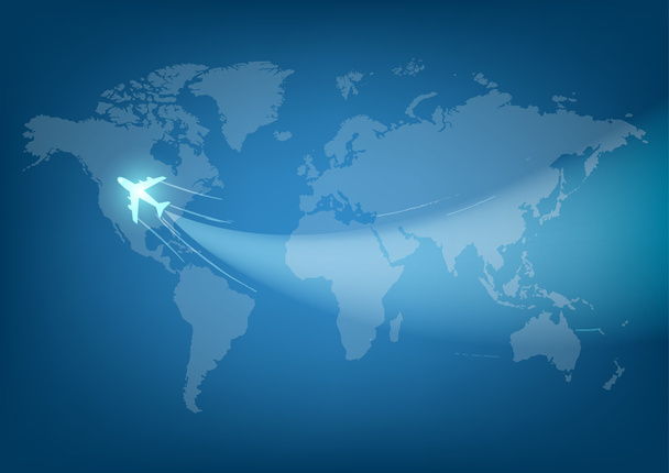 飛行機とベクトル世界旅行地図  - Vektor, obrázek