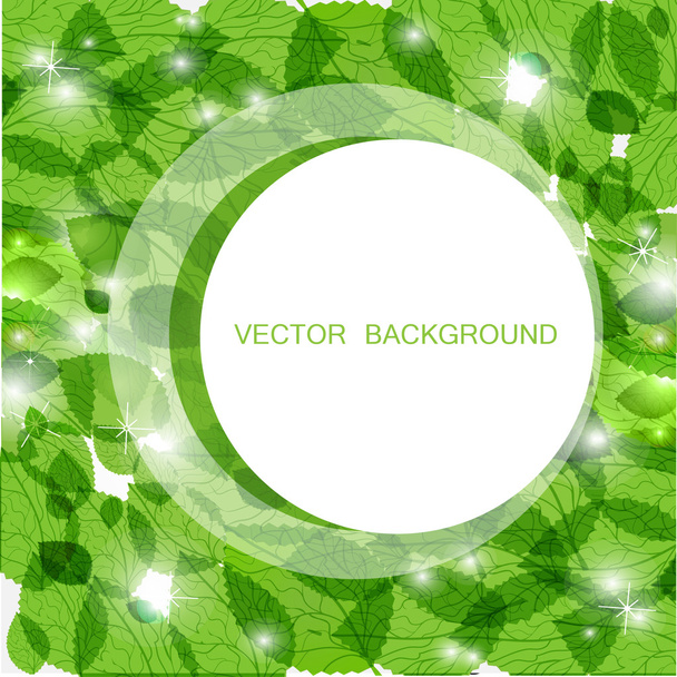 Fresh green leaves and lights. Ecological vector background - Vector, imagen