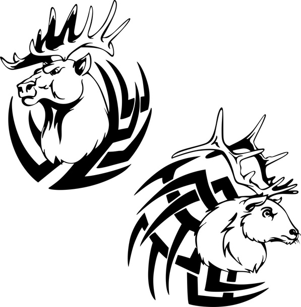 Tatuajes de cabeza de ciervo depredador
 - Vector, imagen