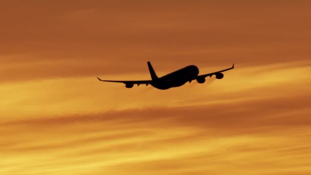 Vue aérienne du coucher du soleil silhouette de vol de l'avion Los Angeles - Séquence, vidéo