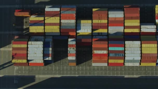 Widok z lotu ptaka Port przechowywania kontenerów w LA - Materiał filmowy, wideo