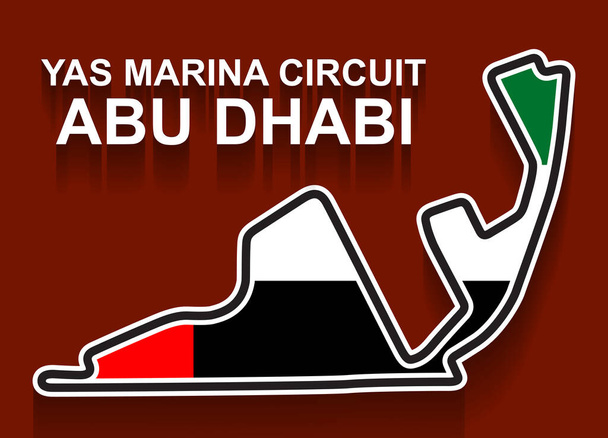 Abu Dhabi pista de corrida Grand Prix para Fórmula 1 ou F1 com bandeira - Vetor, Imagem