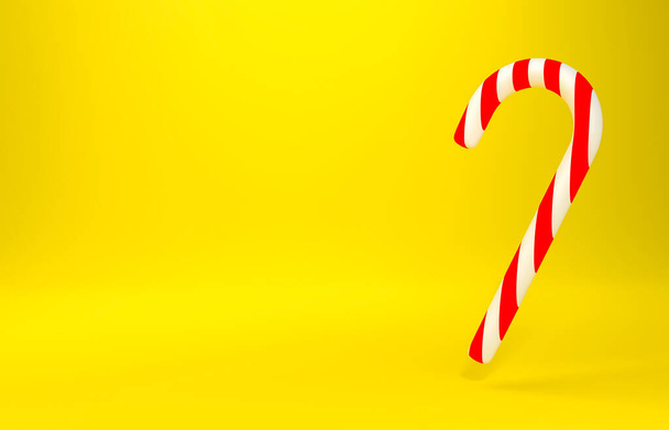 Bastón de Navidad, caramelo de Navidad Lollipop con rayas blancas y rojas sobre fondo blanco - Foto, Imagen