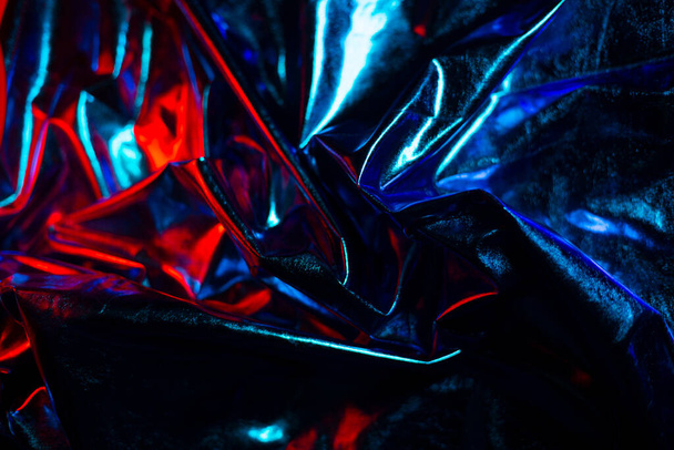 holographic fabric liquid texture with light reflections, complementary colors and shadows - Photo, image