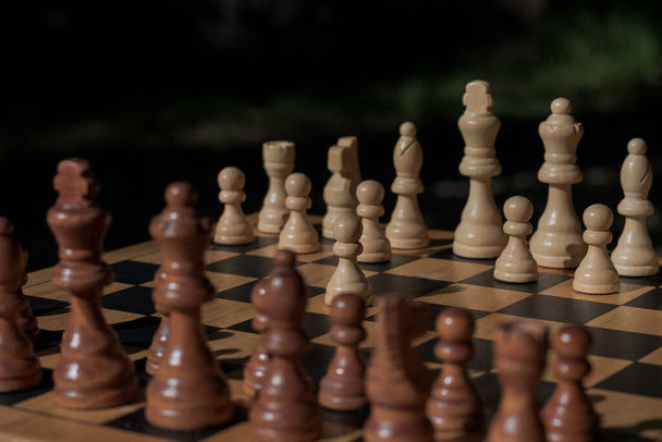 A selective focus shot of chess pieces on a chessboard - Fotografie, Obrázek