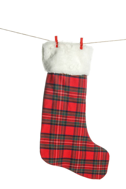 Christmas sock on white background - Photo, Image