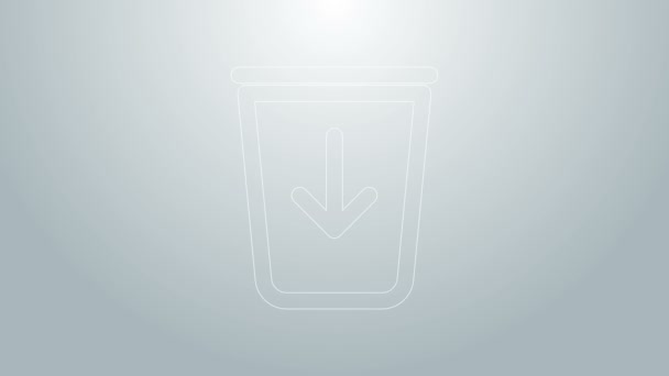 Mavi satır Gri arkaplanda izole edilmiş çöp satırı simgesine gönder. 4K Video hareketli grafik canlandırması - Video, Çekim