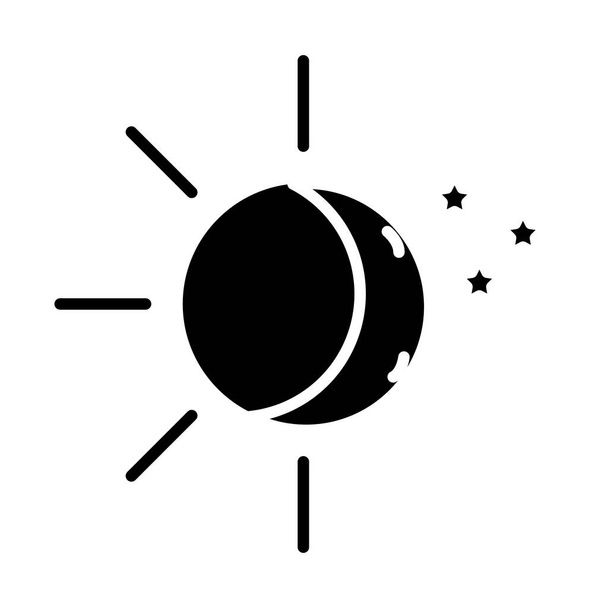 sol y luna con estrellas insomnio silueta icono de estilo - Vector, Imagen