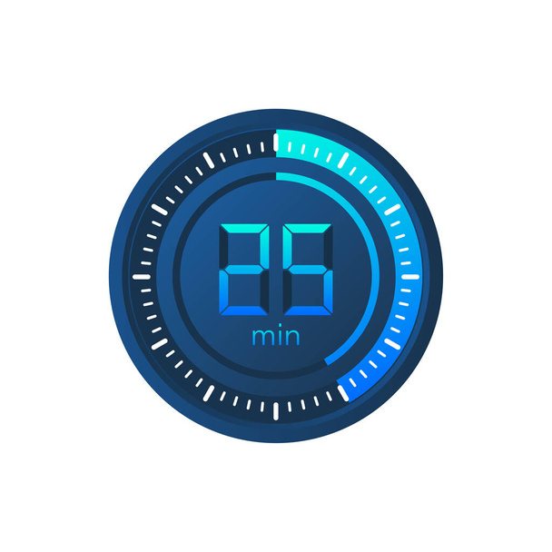 The 25 minutes, stopwatch vector icon. Stopwatch icon in flat style on a white background. Vector stock illustration. - Vector, Image