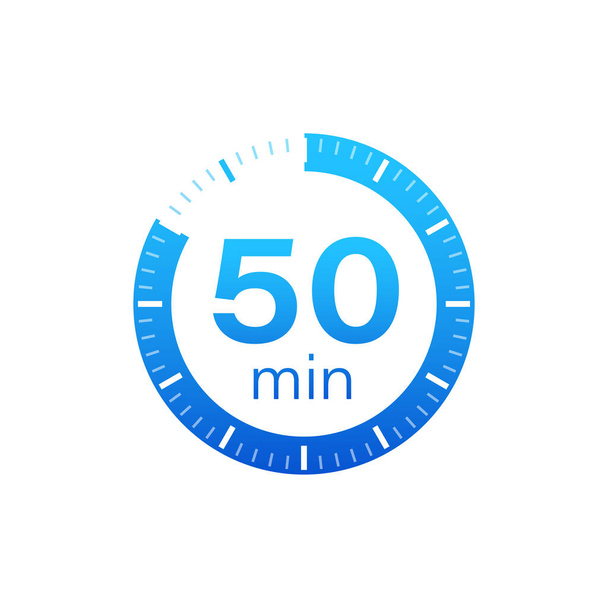 The 50 minutes, stopwatch vector icon. Stopwatch icon in flat style on a white background. Vector stock illustration. - Vector, Image