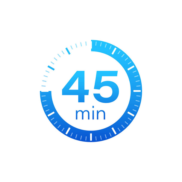 The 45 minutes, stopwatch vector icon. Stopwatch icon in flat style on a white background. Vector stock illustration. - Vector, Image