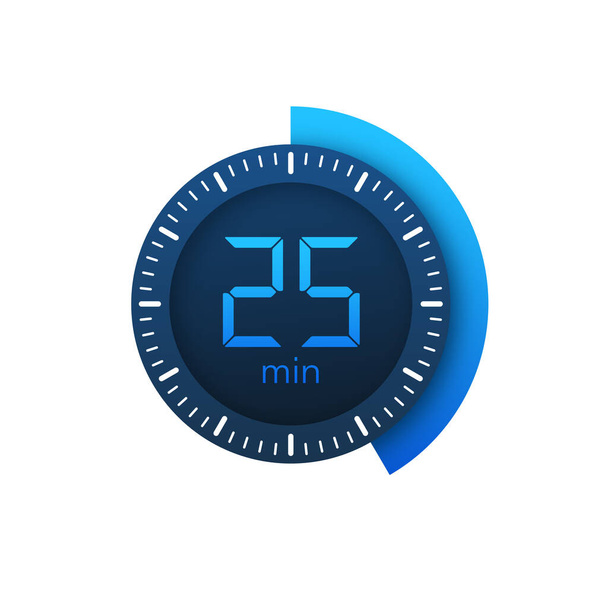 The 25 minutes, stopwatch vector icon. Stopwatch icon in flat style on a white background. Vector stock illustration. - Vector, Image