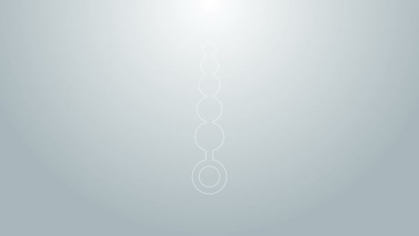 Modrá čára Anální korálky ikona izolované na šedém pozadí. Podpis análních koulí. Fetišistický doplněk. Sexuální hračka pro muže a ženy. Grafická animace pohybu videa 4K - Záběry, video