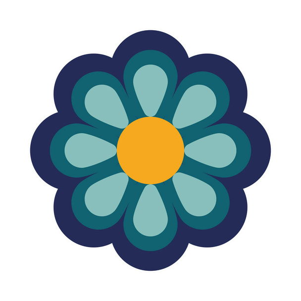 mooie bloem blauwe decoratie tuin pictogram - Vector, afbeelding
