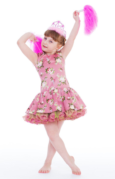 Cute little girl dancing at a birthday party. - Foto, Imagen