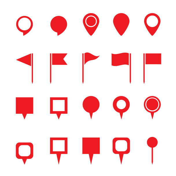 Mapa de pines rojos sobre fondo blanco. Icono de mapa de ubicación, marca de puntero GPS. Icono de puntero. Imagen de archivo. EPS10. - Vector, Imagen