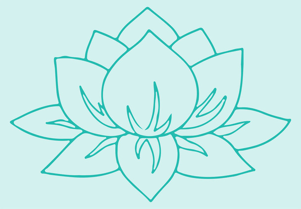 Drawing or Sketch Indian Lotus Flower and Pattern Editable Outline Illustration Background - Vector, Image