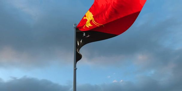 3d rendering of the national flag of the Papua new Guinea - Photo, Image