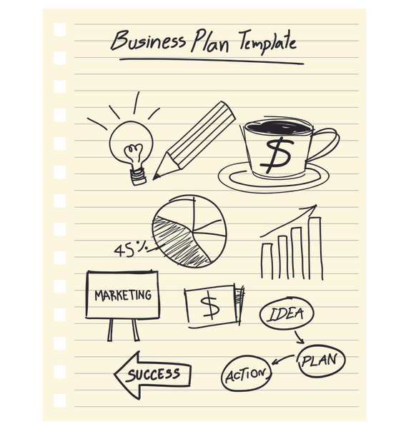 Vektor zeichnet Businessplan-Konzept auf Papier - Vektor, Bild