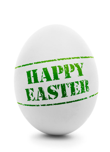 Huevo de Pascua con sello de "Feliz Pascua" aislado
, - Foto, imagen