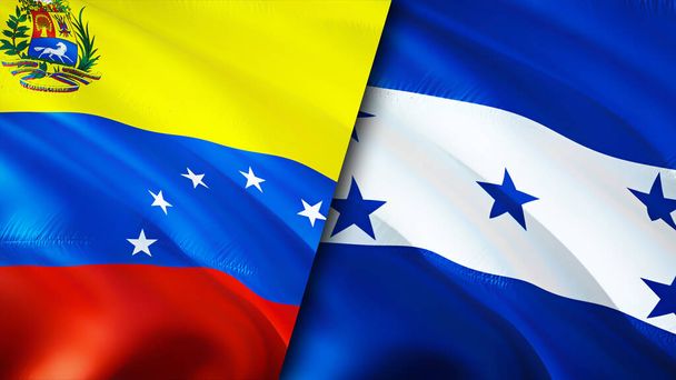 Σημαίες Βενεζουέλας και Ονδούρας Σχεδιασμός τρισδιάστατης κυματιστή σημαίας. Σημαία Ονδούρας, φωτογραφία, ταπετσαρία. Βενεζουέλα εναντίον Ονδούρας, τρισδιάστατη απεικόνιση. Βενεζουέλα Ονδούρα συμμαχία σχέσεις και - Φωτογραφία, εικόνα