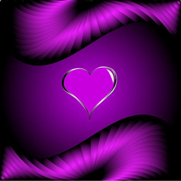 紫色の心バレンタインデーの背景 - ベクター画像