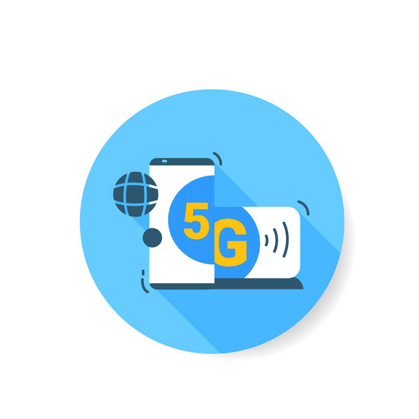 5g mobilní signální plochá ikona. Barevný obrázek - Vektor, obrázek