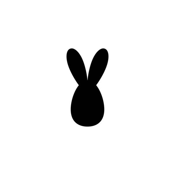 Vector icon with cartoon bunny head. Black rabbit isolated on white. Easter bunny. Flat design. - Vector, imagen