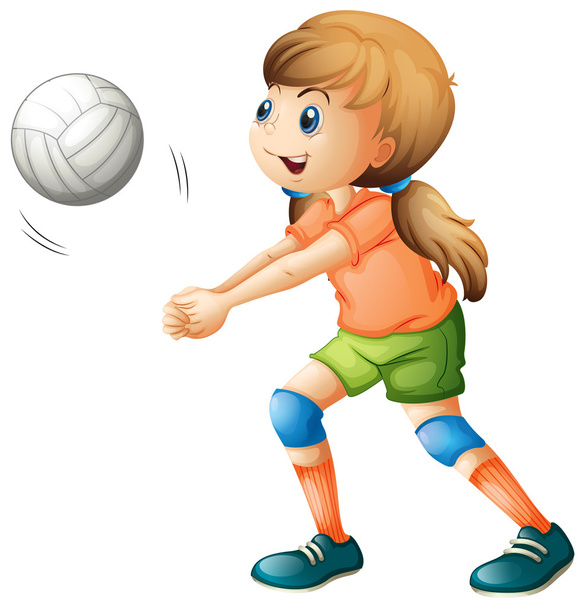 A smiling girl playing volleyball - Vector, Image