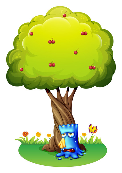 Modré monstrum vzlykat pod stromeček - Vektor, obrázek