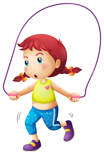 een schattig klein meisje spelen springtouw - Vector, afbeelding