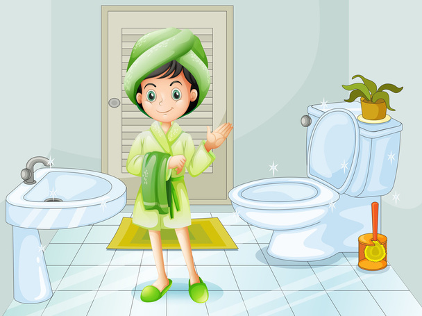 Una giovane ragazza fresca in bagno
 - Vettoriali, immagini