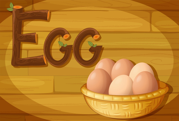A frame with a basket of eggs - Vector, Image