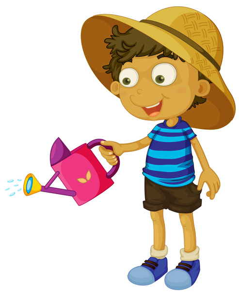 Un petit garçon mignon avec un arroseur
 - Vecteur, image