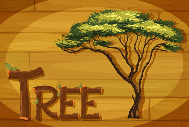 Деревянная рама с деревом
 - Вектор,изображение