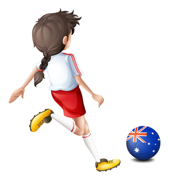 オーストラリアのフラグとボールを使って女性 - ベクター画像