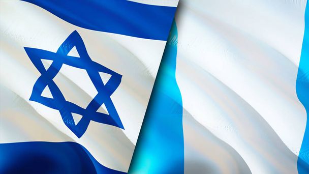 Israel and Guatemala flags. 3D Waving flag design. Israel Guatemala flag, picture, wallpaper. Israel vs Guatemala image,3D rendering. Israel Guatemala relations alliance and Trade,travel,touris - Photo, image