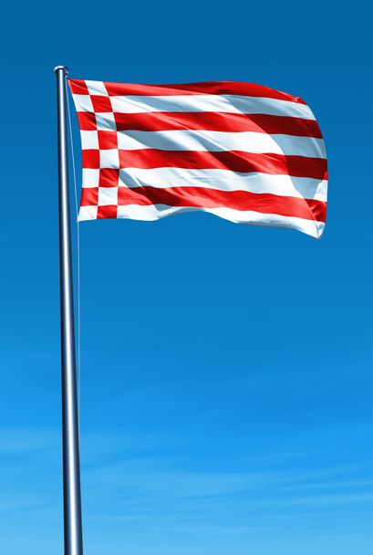 rüzgarda sallayarak bremen (ger) bayrağı - Fotoğraf, Görsel