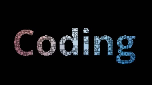 Codering System Pixelated Text Warping Looping Squares met Glitch Effect - Video