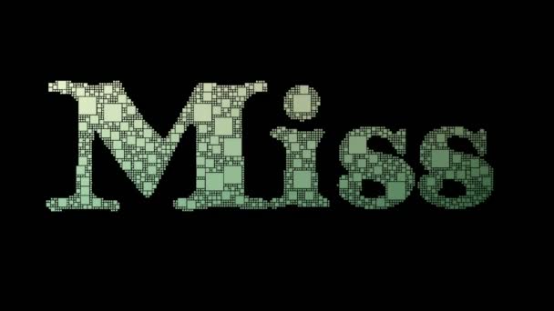 Miss Out Pixelated Testo Cambiare quadrati loop con effetto Glitch - Filmati, video