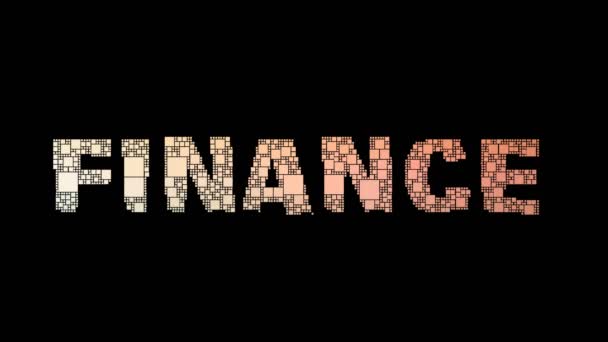 Finanzunternehmen verpixelt Text, der Schleifenquadrate mit Glitch-Effekt ändert - Filmmaterial, Video