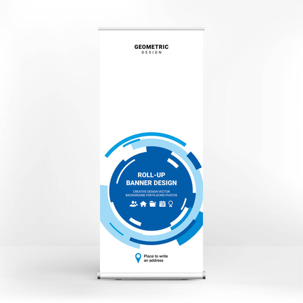 Roll-up advertising banner, dynamic design, stand template for conferences, business seminars - Vector, Image