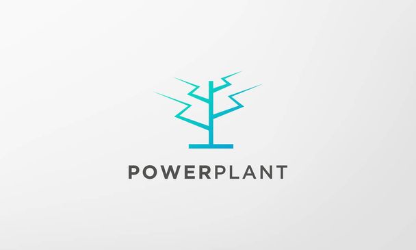 lightning leaf plant logo in a modern and minimal shape - Vector, Image