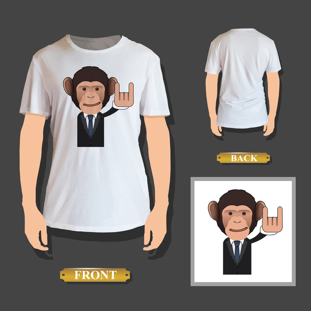 Business monkey nadruk realistyczne koszuli. projekt wektor - Wektor, obraz