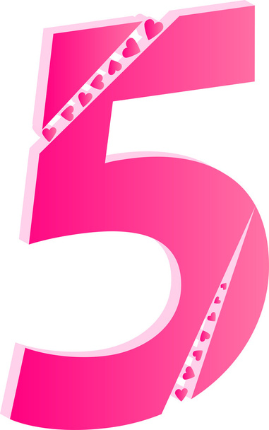3D Number 5 Love Concept - Vector, Image