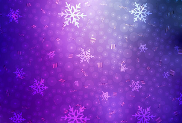 Světle fialová, růžová vektorová textura v narozeninovém stylu. Ilustrace s gradientní vánoční koule, sněhové vločky. Vzor pro školy, gramatické weby. - Vektor, obrázek