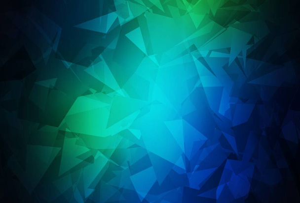 Azul escuro, modelo de vetor verde com formas de poli caóticas. Ilustração abstrata moderna com formas aleatórias coloridas. Antecedentes para um celular. - Vetor, Imagem