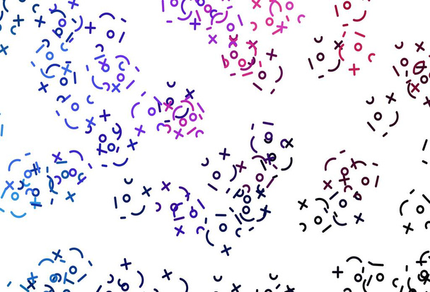 Světle modrá, červená vektorová šablona s matematickými simulátory. Zářící barevná ilustrace s izolovanými číslicemi. Vzor pro školy, gramatické weby. - Vektor, obrázek