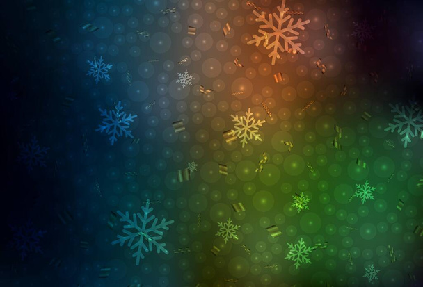 Vert foncé, mise en page vectorielle rouge dans le style Nouvel An. Illustration colorée avec neige et boules de Noël du nouvel an. Conception intelligente pour la promotion de l'université. - Vecteur, image