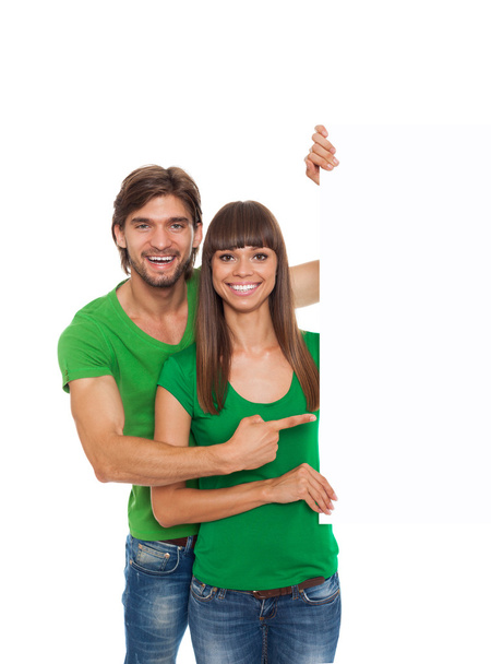 Couple with blank board - Photo, Image